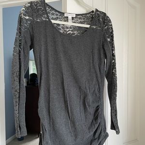 Ambience Maternity charcoal gray lace too, size S
